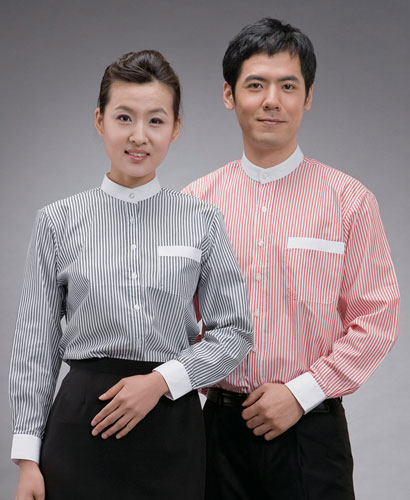 SY-43 긴팔 줄지 백색차이나카라