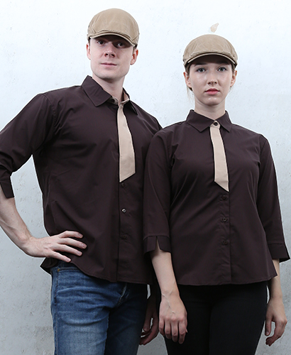 SY-713  NEW 커피 베이지넥타이포인트ㅡㅡ 칠부(남여공용사이즈)