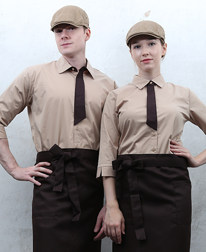 SY-714 NEW 베이지 넥타이포인트 셔츠 칠부 ㅡ(남여공용 사이즈)