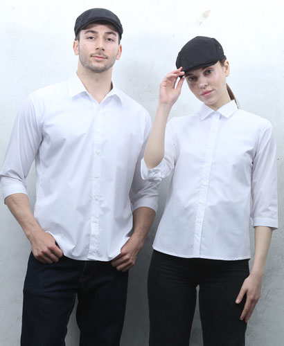 SY-720 NEW 백색 칠부 셔츠 (왼가슴 주머니 없음)