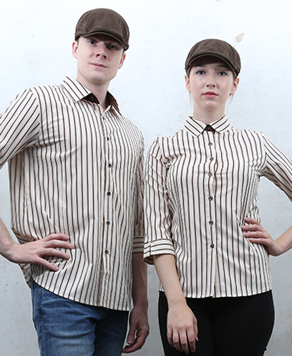 SY-737 NEW 칠부 커피줄지 셔츠 [남녀공용]