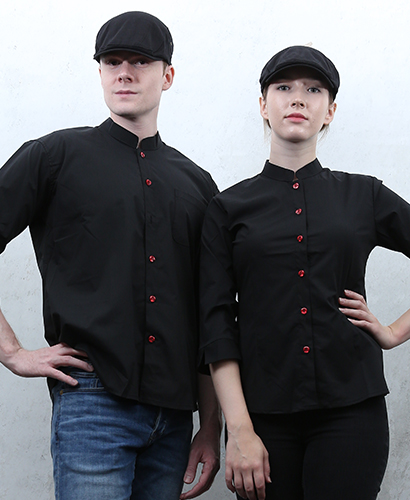 SY2-711 블랙 차이나카라 적단추 셔츠 칠부---- 남/여
