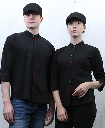 SY2-711 블랙 차이나카라 적단추 셔츠 칠부---- 남/여