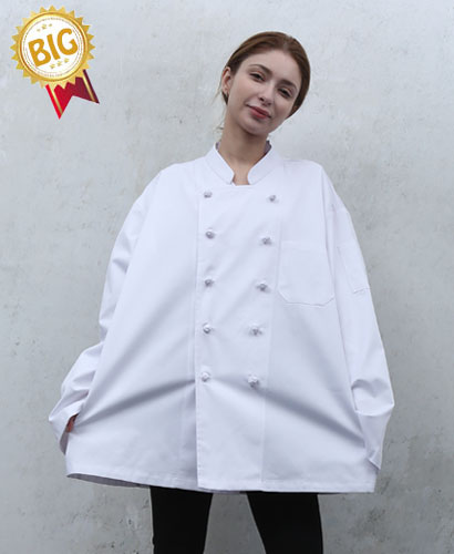 SKO-178-1  화이트 매듭 조리복ㅡㅡㅡㅡ빅사이즈 (긴팔)