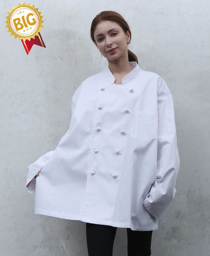 SKO-178-1  화이트 매듭 조리복ㅡㅡㅡㅡ빅사이즈 (긴팔)