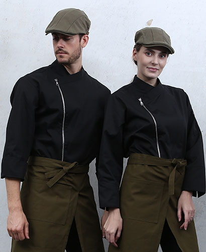 SKO-85-1 검정 지퍼 슬립 기능성 쿡복 ㅡ(긴팔칠부겸용)★빅사이즈