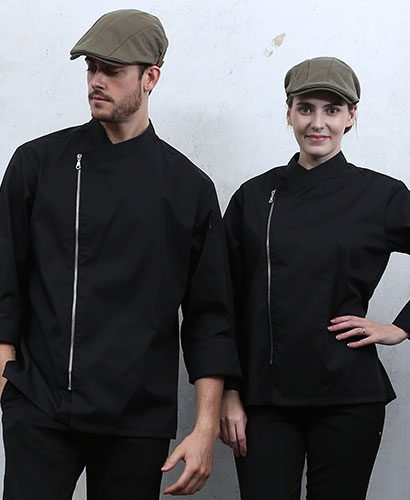 SKO-85-1 검정 지퍼 슬립 기능성 쿡복 ㅡ(긴팔칠부겸용)★빅사이즈